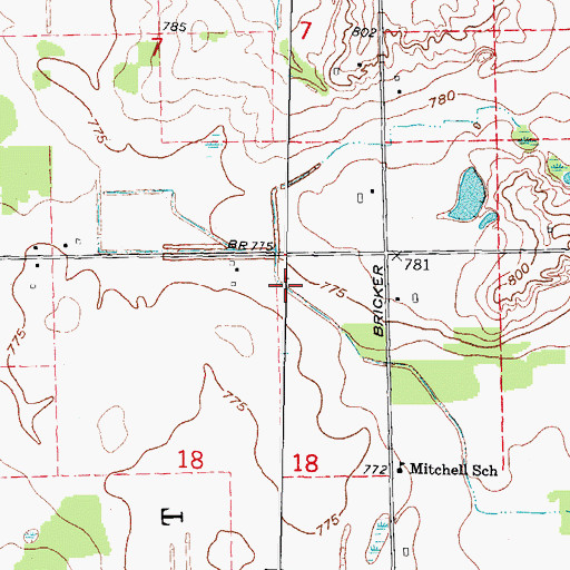 Topographic Map of Bradley Creek, MI