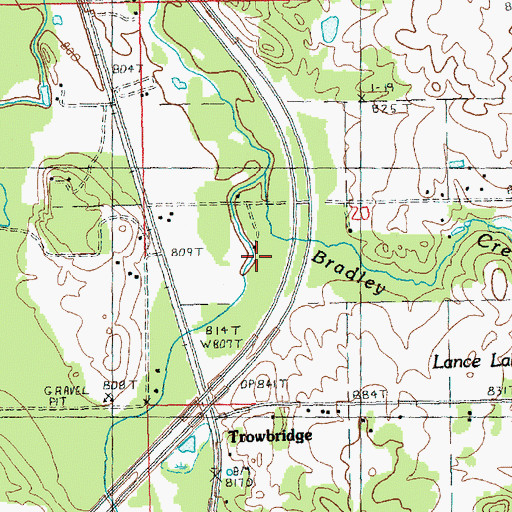 Topographic Map of Bradley Creek, MI