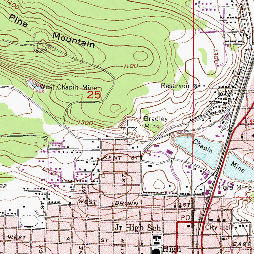 Topographic Map of Bradley Mine, MI