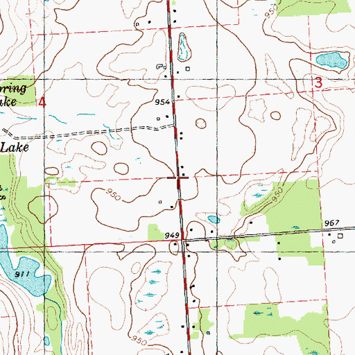 Topographic Map of Bradley School, MI