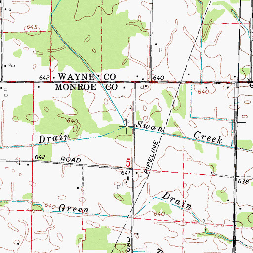 Topographic Map of Bradshaw Drain, MI