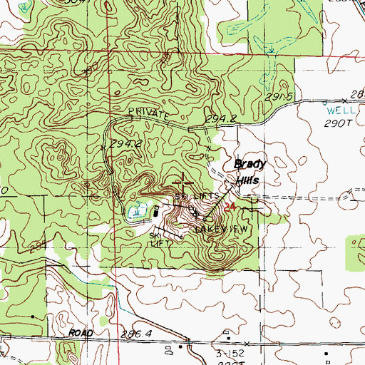 Topographic Map of Brady Hills, MI