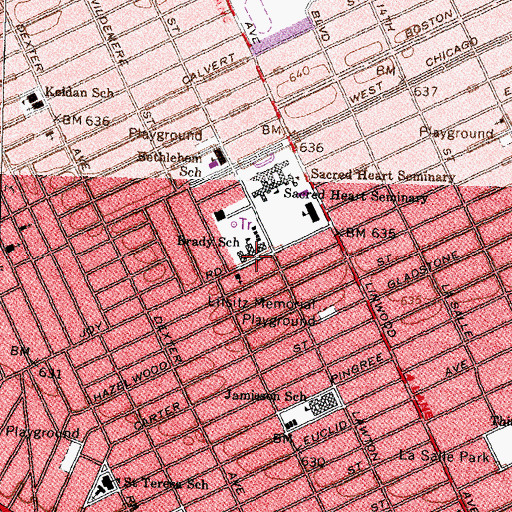 Topographic Map of Brady School, MI