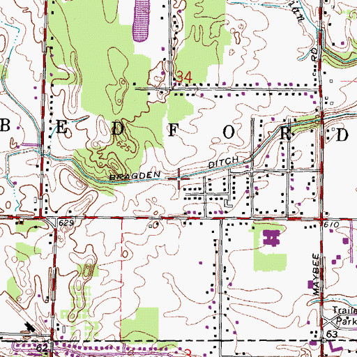 Topographic Map of Bragden Ditch, MI