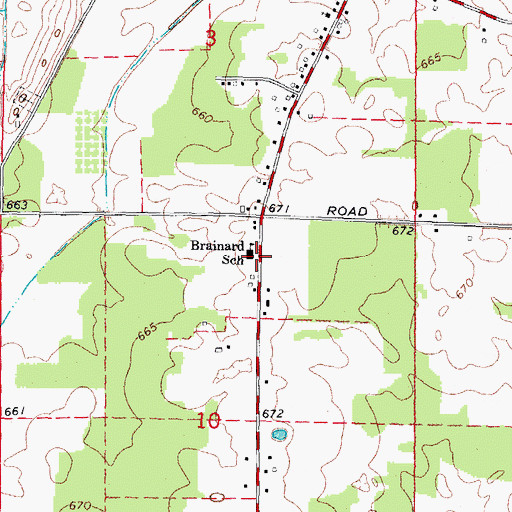 Topographic Map of Brainard School, MI