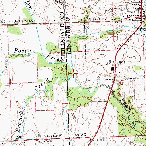 Topographic Map of Branch Creek, MI