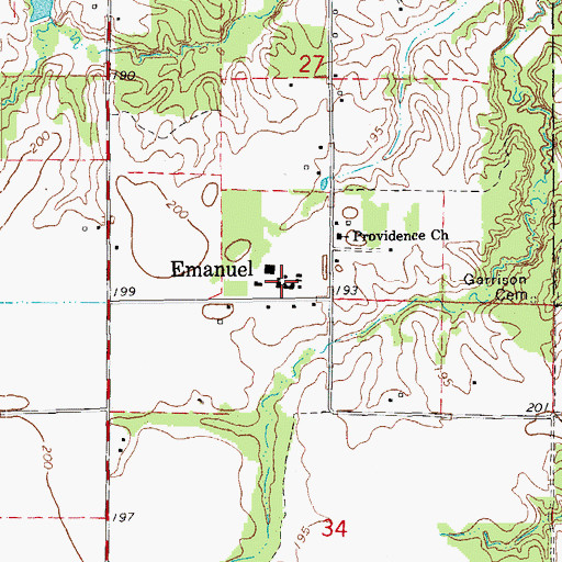 Topographic Map of Emanuel Industrial School (historical), AR