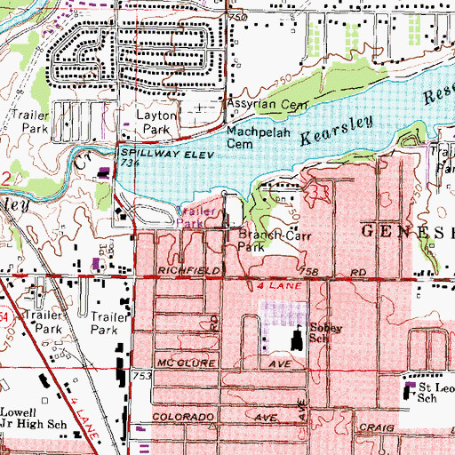 Topographic Map of Branch-Carr Park, MI