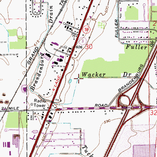 Topographic Map of Brandenburg Drain, MI