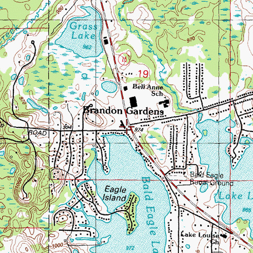 Topographic Map of Brandon Gardens, MI