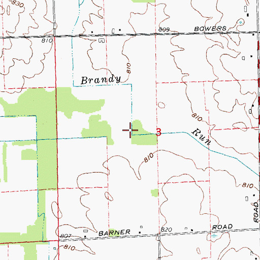 Topographic Map of Brandy Run, MI
