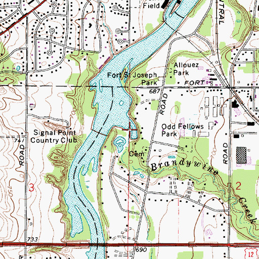 Topographic Map of Brandywine Creek, MI
