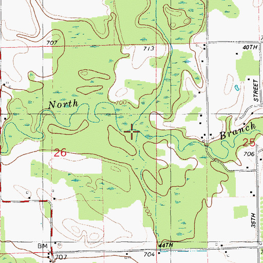 Topographic Map of Brandywine Creek, MI