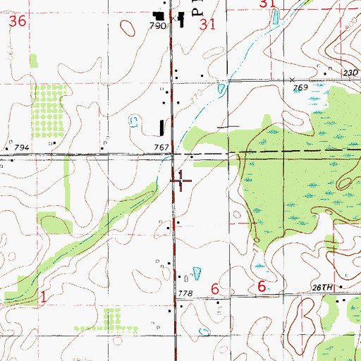 Topographic Map of Brandywine School, MI
