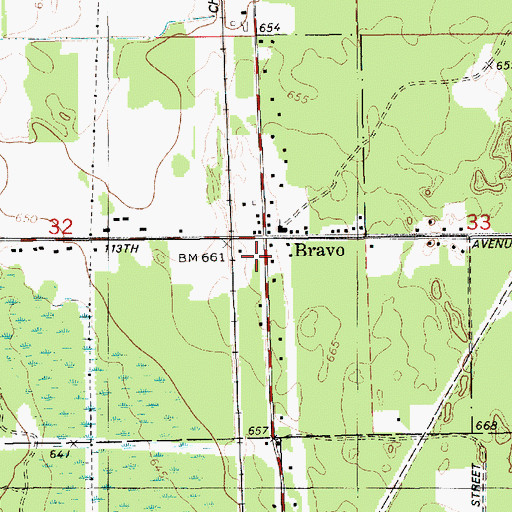 Topographic Map of Bravo, MI