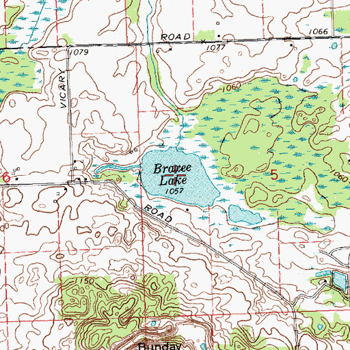Topographic Map of Braxee Lake, MI