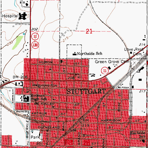 Topographic Map of First Assembly of God Church, AR