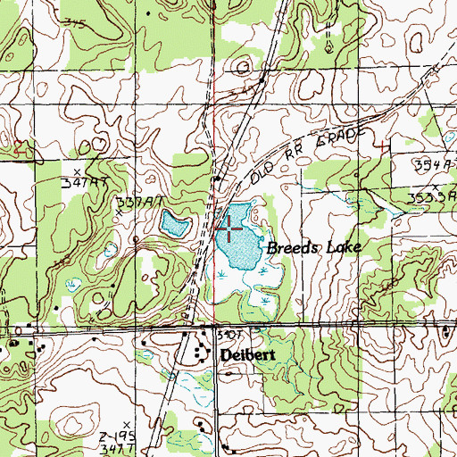 Topographic Map of Breeds Lake, MI