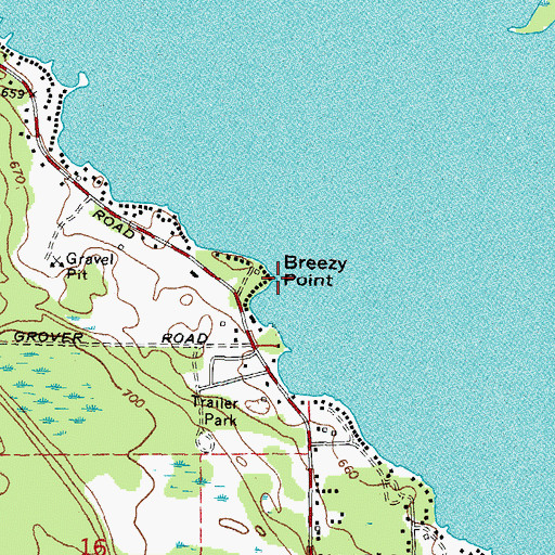 Topographic Map of Breezy Point, MI