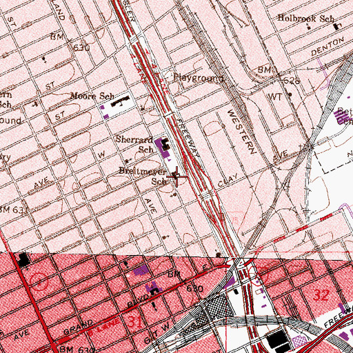 Topographic Map of Breitmeyer School, MI