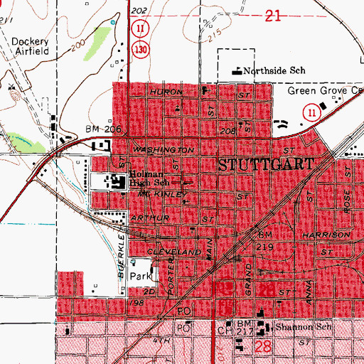 Topographic Map of First Baptist Church, AR