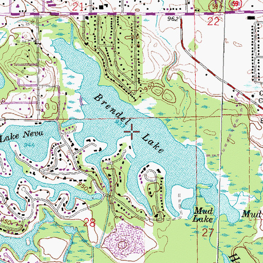 Topographic Map of Brendel Lake, MI
