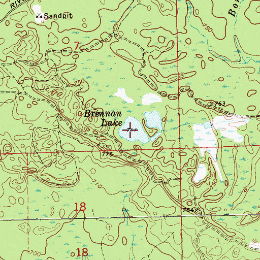 Topographic Map of Brennan Lake, MI