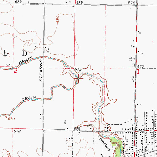 Topographic Map of Brenott Drain, MI