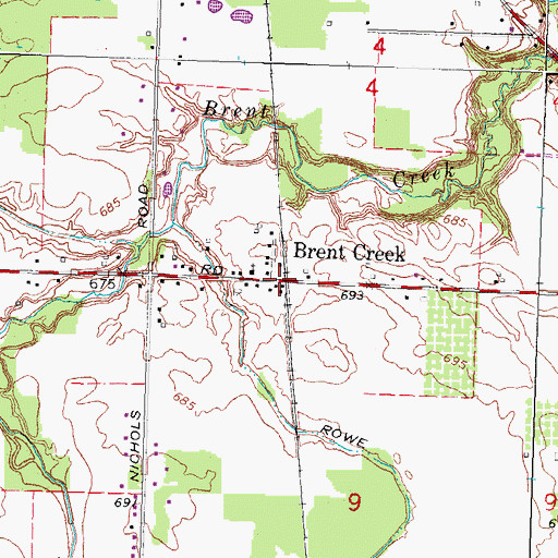 Topographic Map of Brent Creek, MI