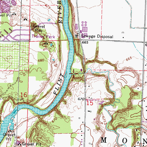 Topographic Map of Brent Run, MI