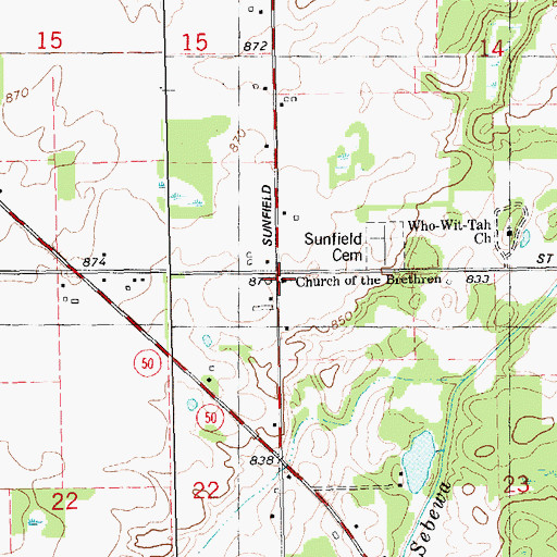 Topographic Map of Brethren Church, MI