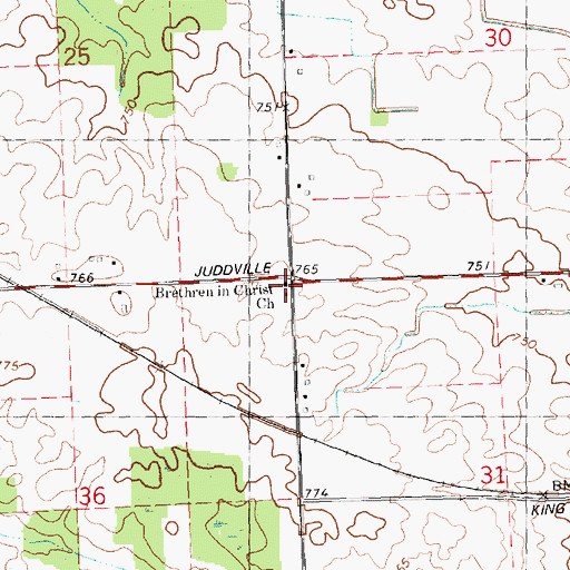 Topographic Map of Brethren in Christ Church, MI