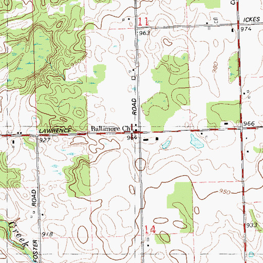 Topographic Map of Brethren Church, MI