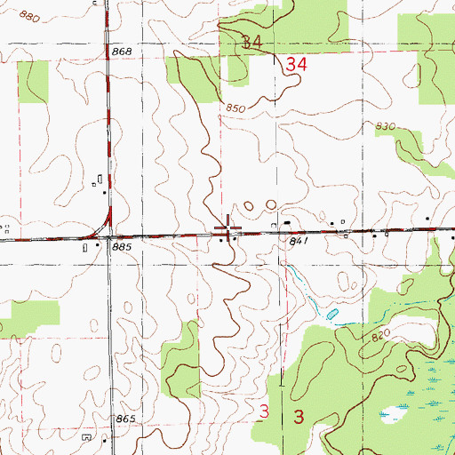 Topographic Map of Brethren Church, MI