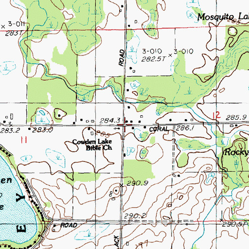 Topographic Map of Brethren Church, MI