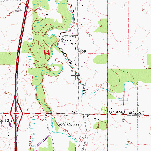 Topographic Map of Brewer Drain, MI