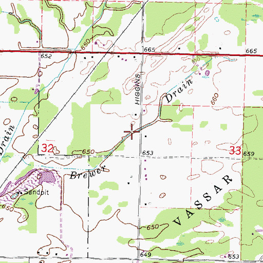 Topographic Map of Brewer Drain, MI