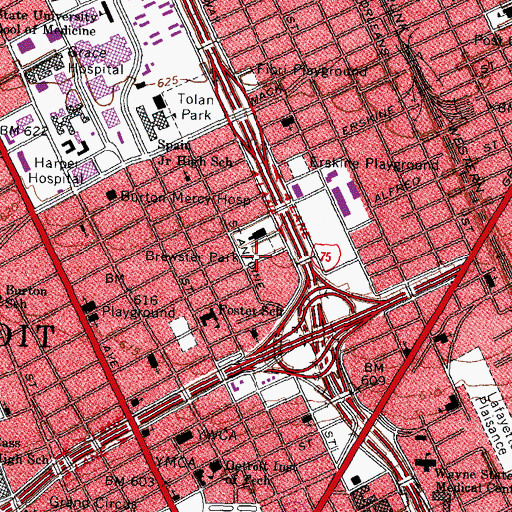 Topographic Map of Brewster Park, MI