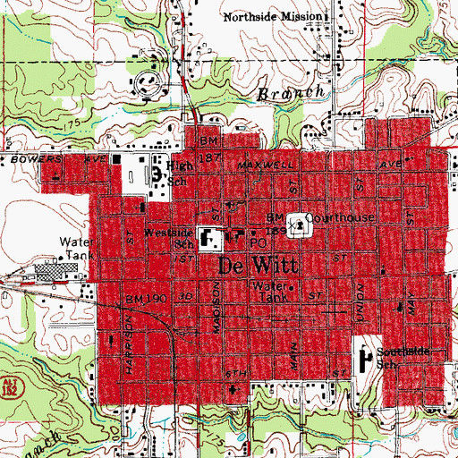 Topographic Map of First Christian Church, AR