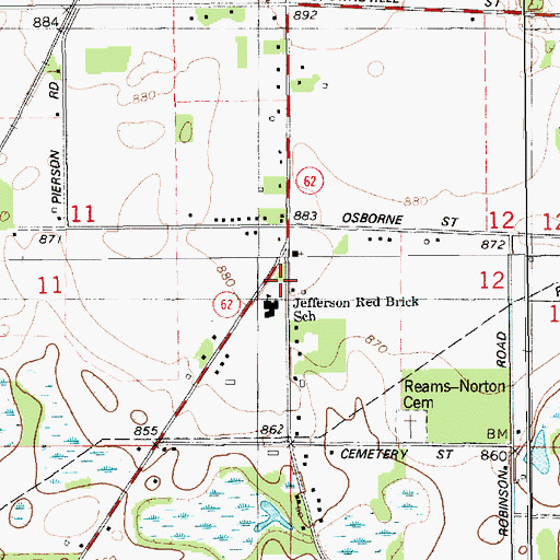 Topographic Map of Brick School, MI