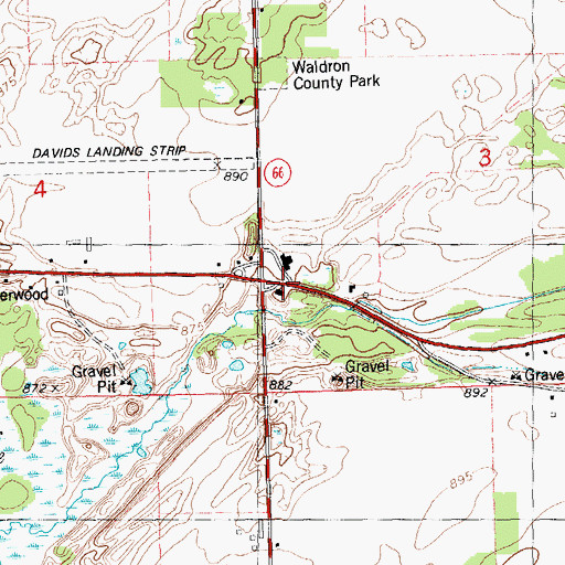 Topographic Map of Brick School, MI