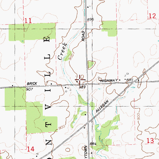 Topographic Map of Brick School, MI