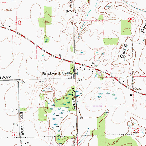 Topographic Map of Brickyard Cemetery, MI