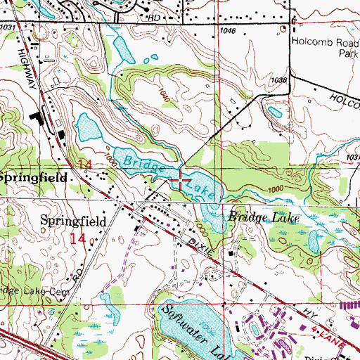Topographic Map of Bridge Lake, MI