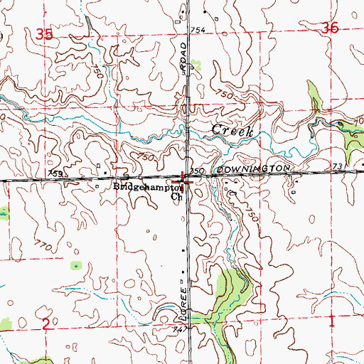 Topographic Map of Bridgehampton Church, MI