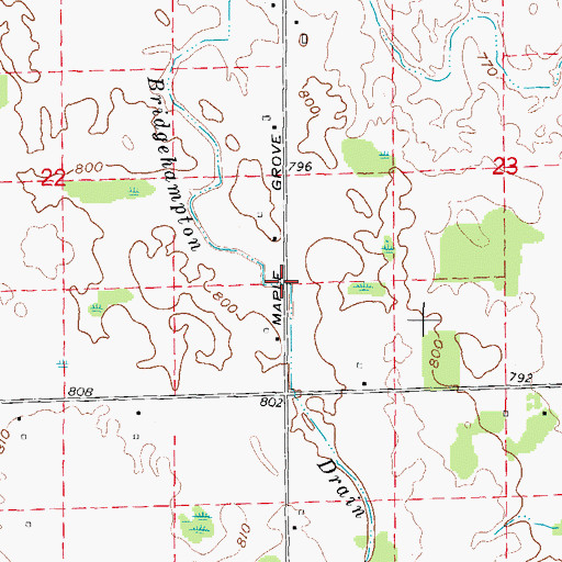 Topographic Map of Bridgehampton Drain, MI