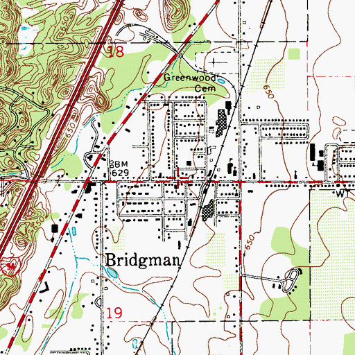Topographic Map of Bridgman, MI