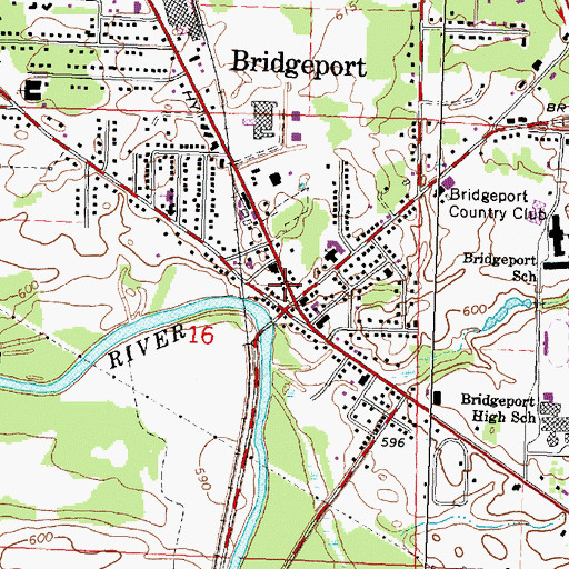 Topographic Map of Bridgeport, MI