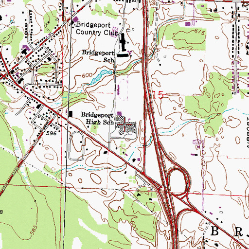 Topographic Map of Bridgeport High School, MI