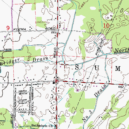 Topographic Map of Bridger Drain, MI